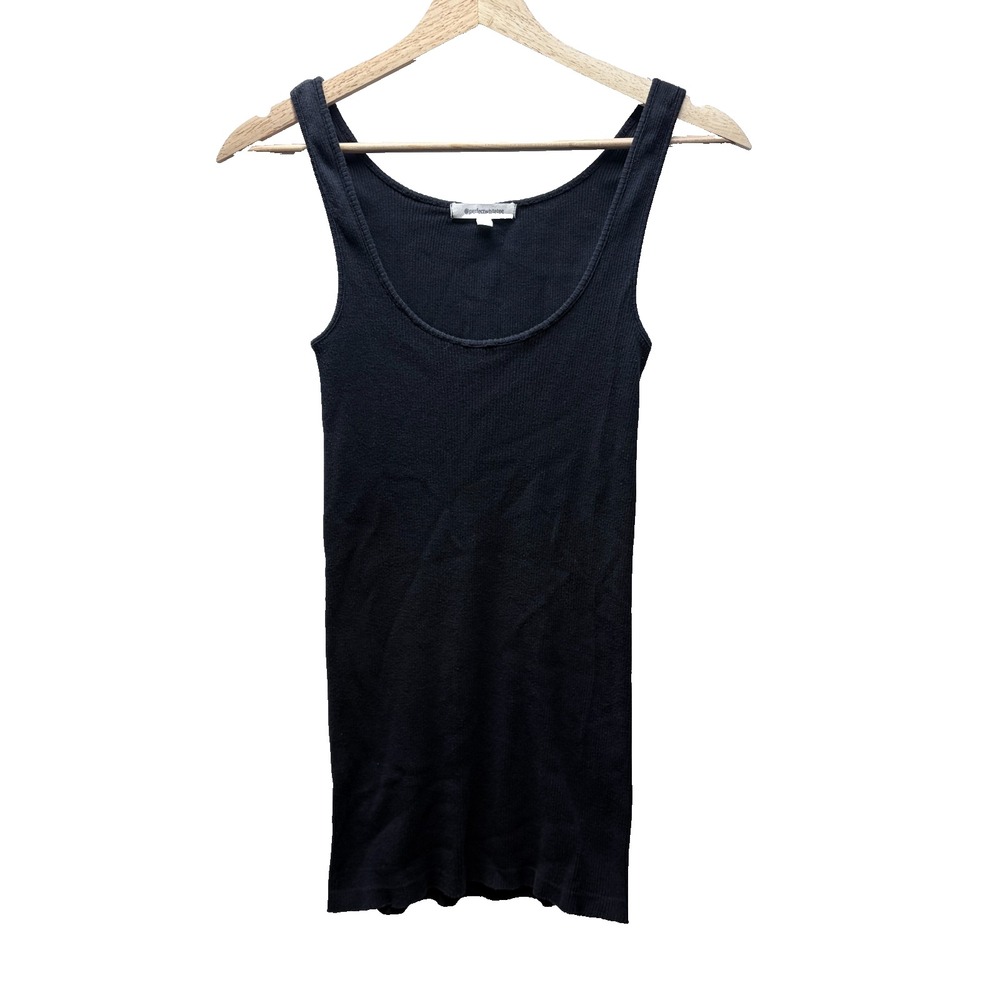 perfectwhitetee Black Baby Rib Tank Top M Preppy Essential Layers Elevated Basic